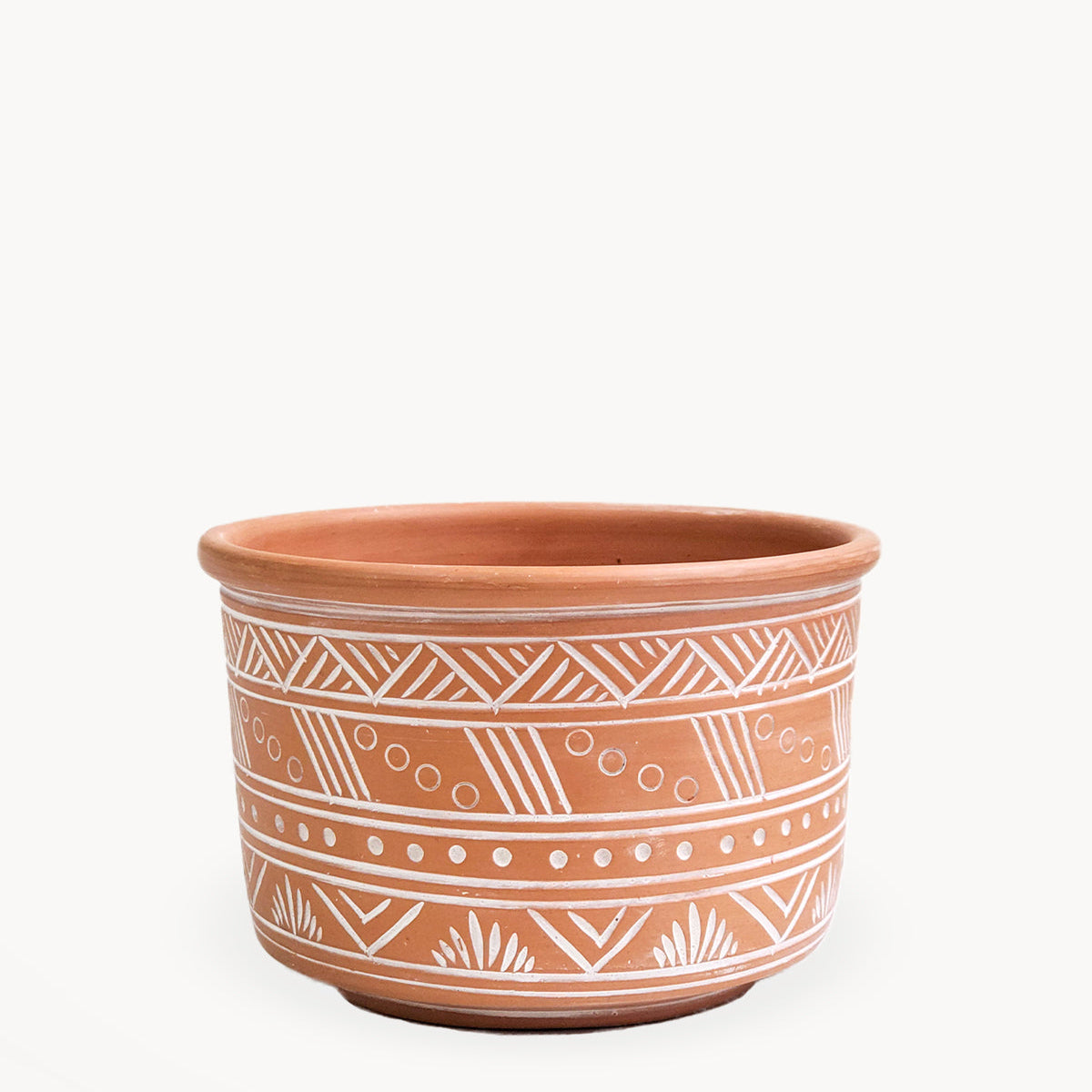 Hand Etched Terracotta Pot - Large-0