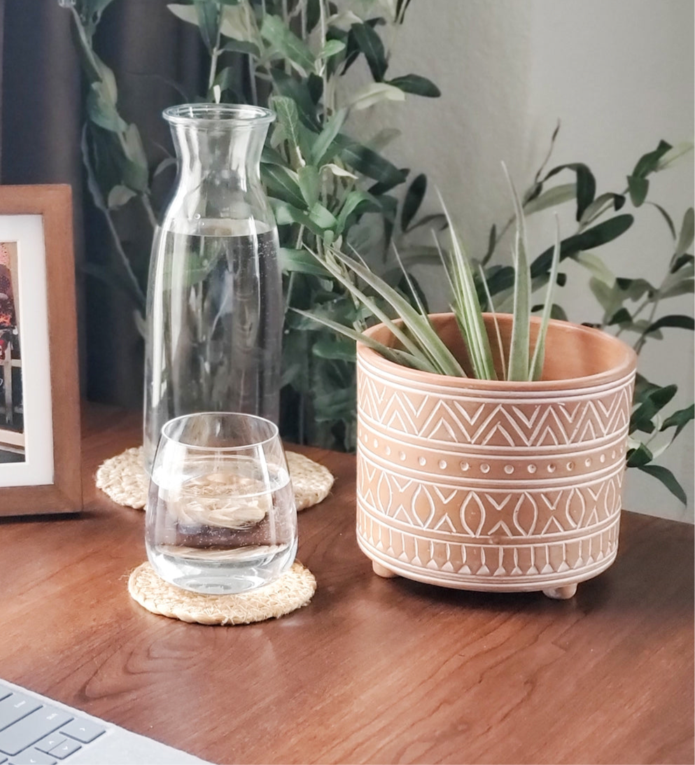 Hand Etched Terracotta Pot - Small