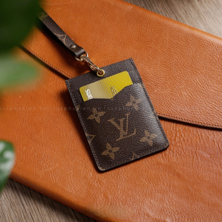 Authentic Louis Vuitton Upcycled Leather Lanyard ID & Card Holder – Limited Edition