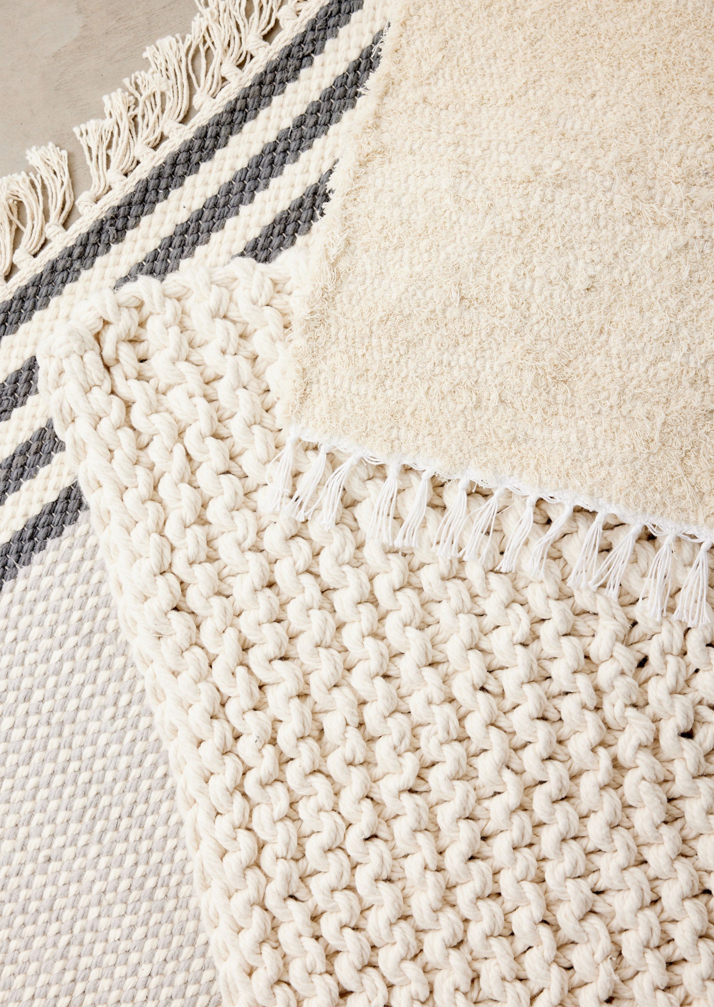 Chunky Ecru Hand-Loomed Mat