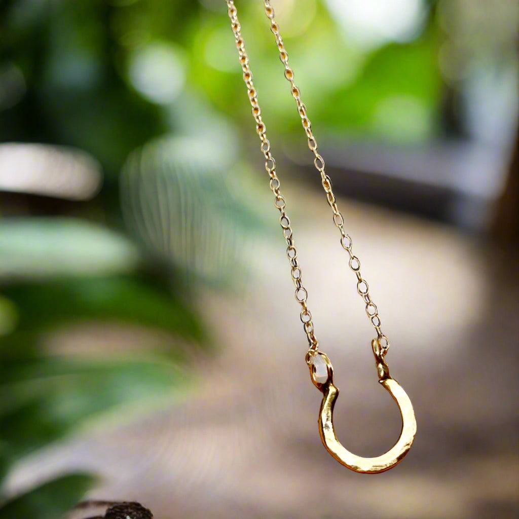 Mini Lucky Horseshoe Charm Necklace-2