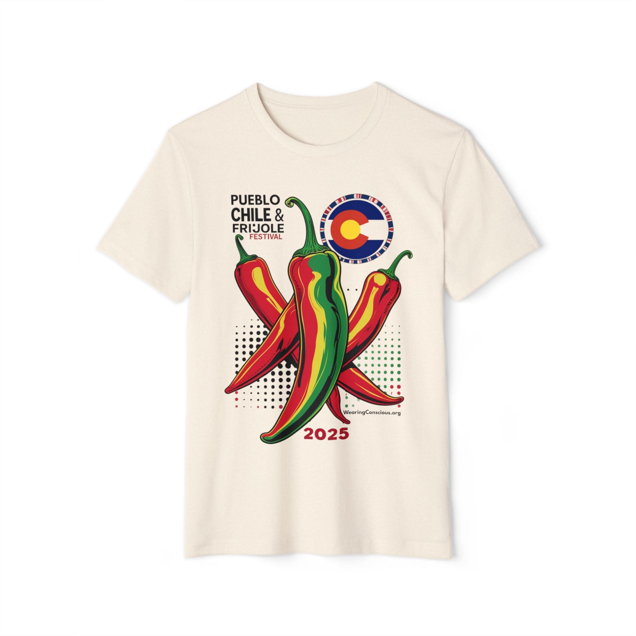 Eco-Friendly Unofficial Pueblo Chile & Frijoles Festival 2025 T-Shirt – Wear the Flavor of Colorado!