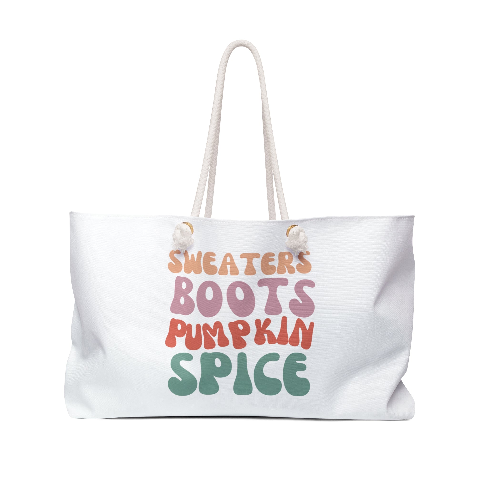 Sweaters Boots Pumpkin Spice Fall Tote Bag with Wearing Conscious Logo