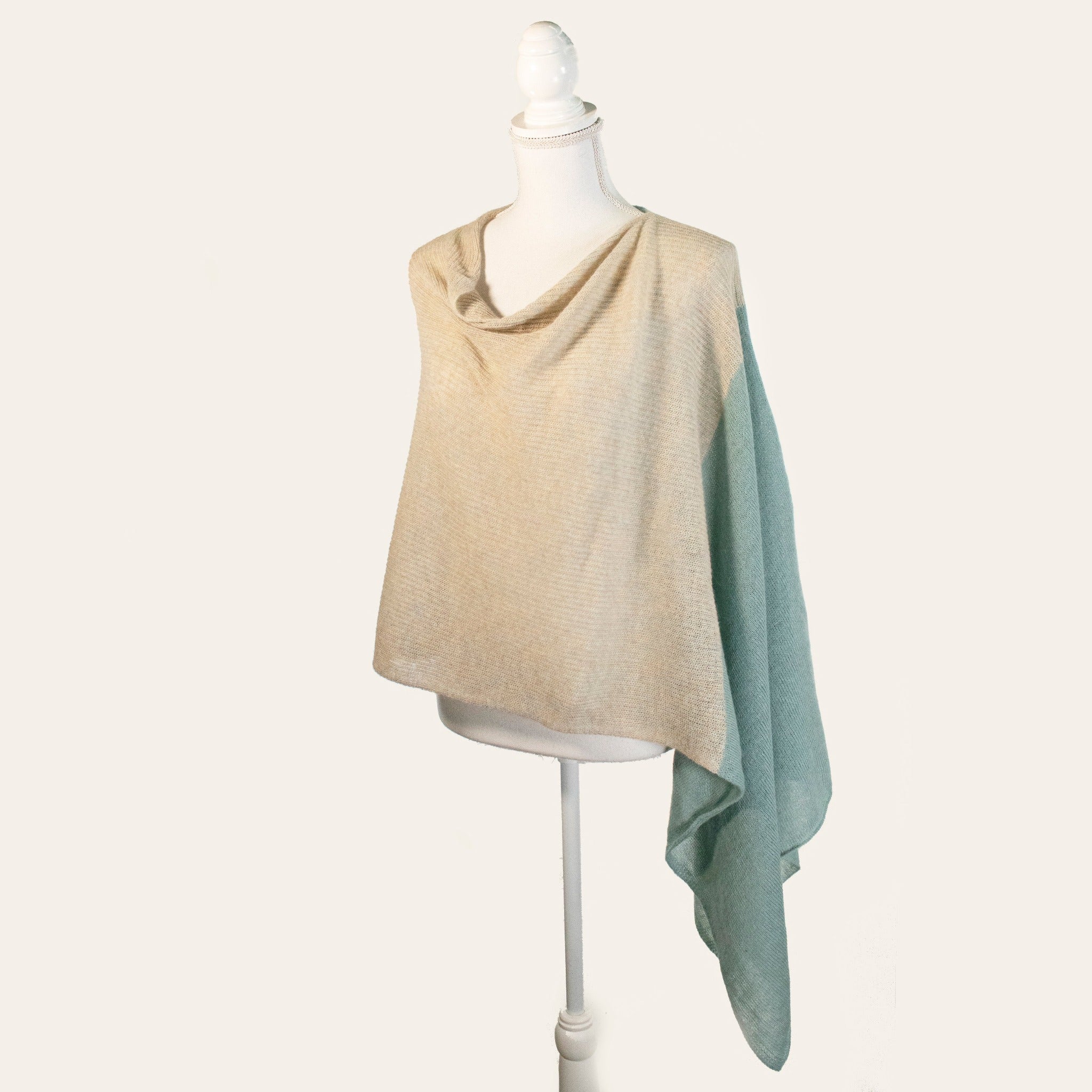 Ladies Colorblock Wool Blend Poncho