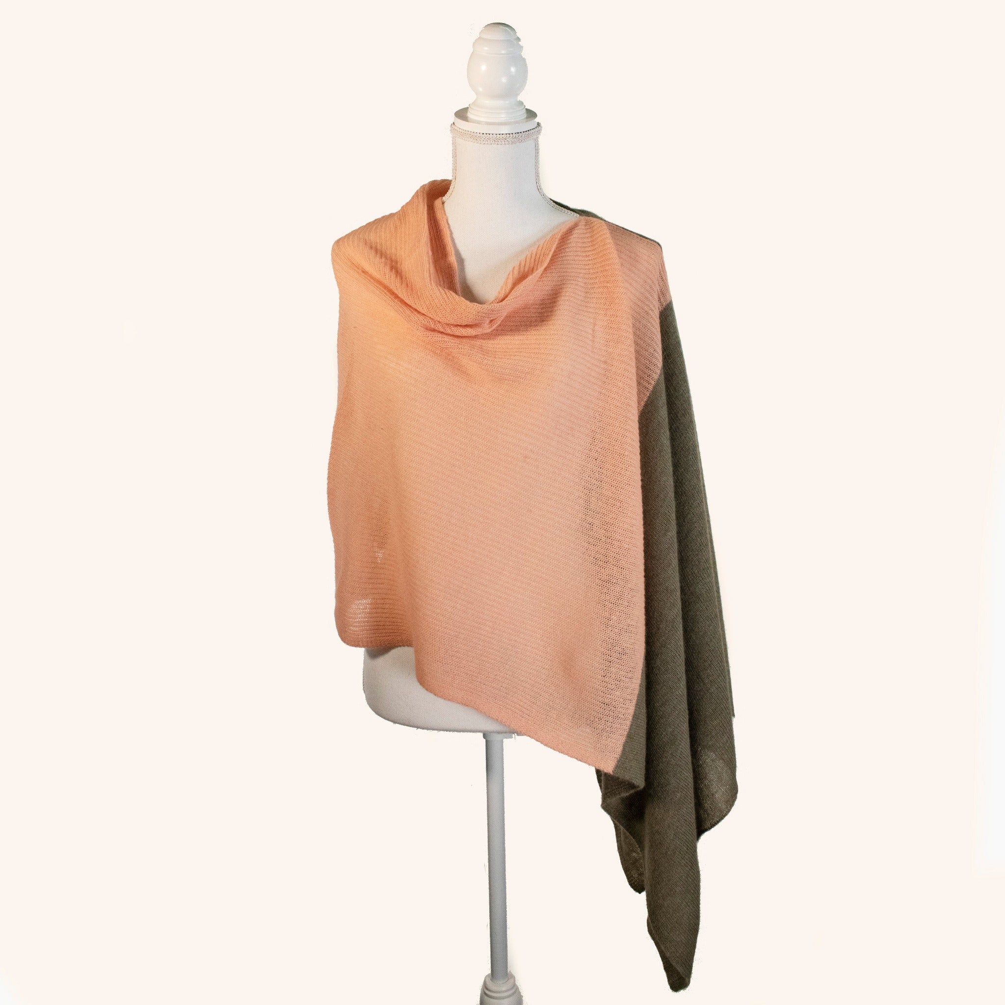 Ladies Colorblock Wool Blend Poncho