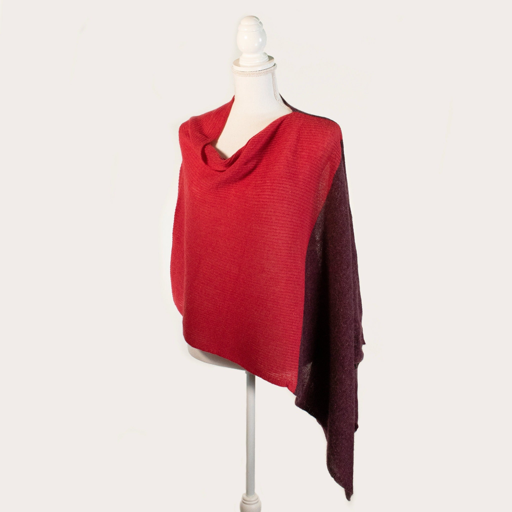 Ladies Colorblock Wool Blend Poncho