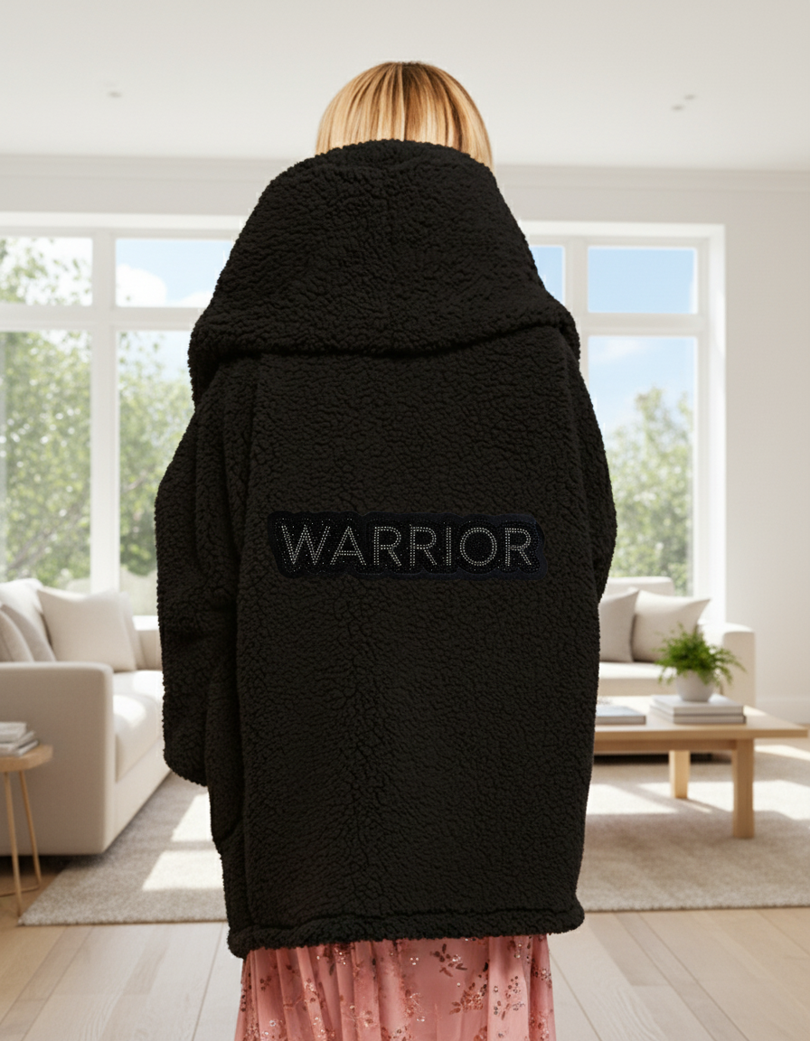 The Warrior Effect™ by Jill Martin Bedazzled Logo Sherpa Lounger Jacket