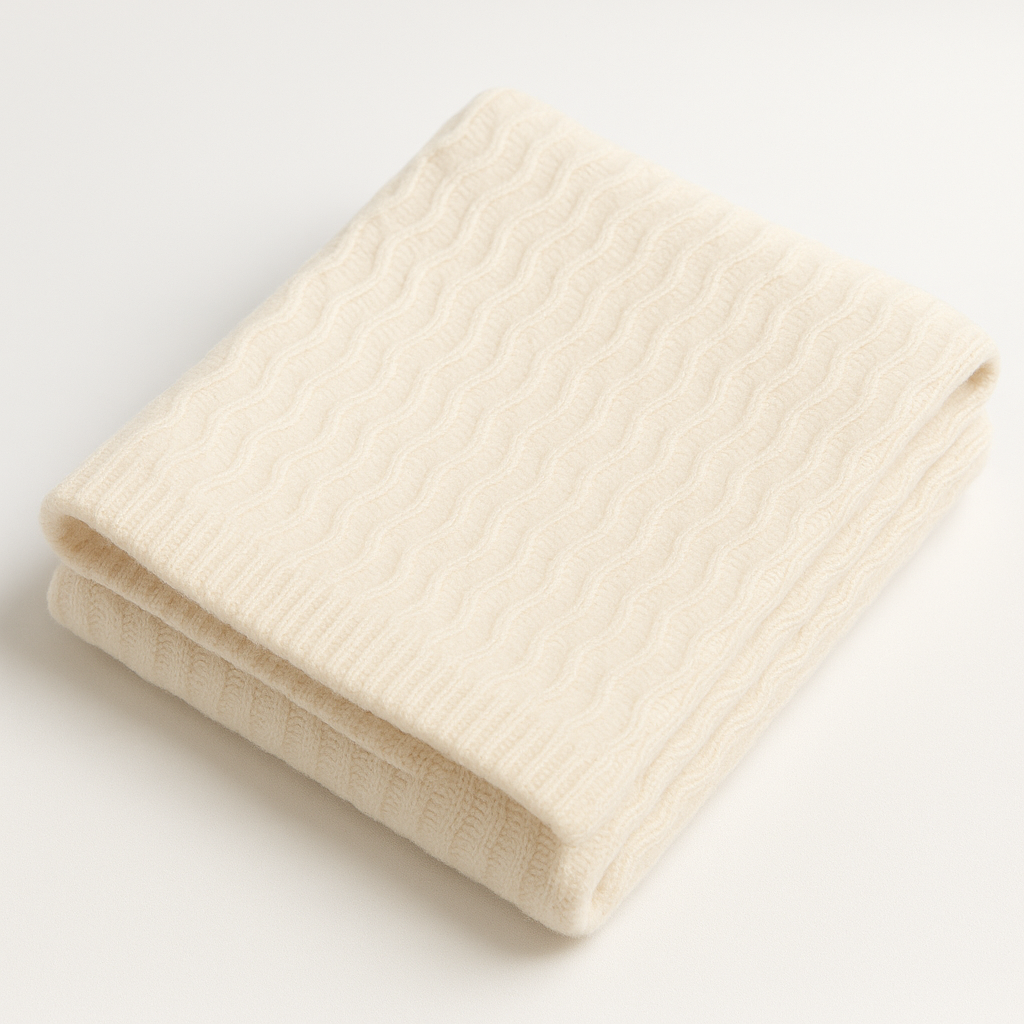 Angora and Wool Ultra Soft Throw Blanket – Solid Beige