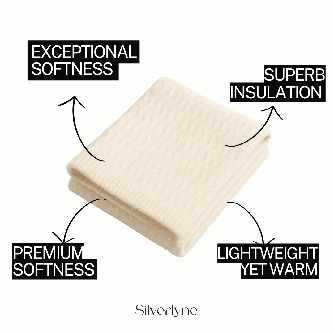 Angora and Wool Ultra Soft Throw Blanket – Solid Beige