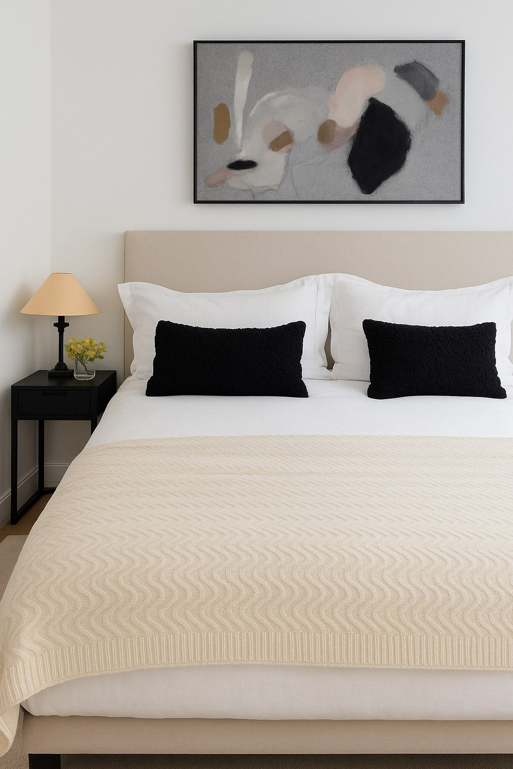 Angora and Wool Ultra Soft Throw Blanket – Solid Beige