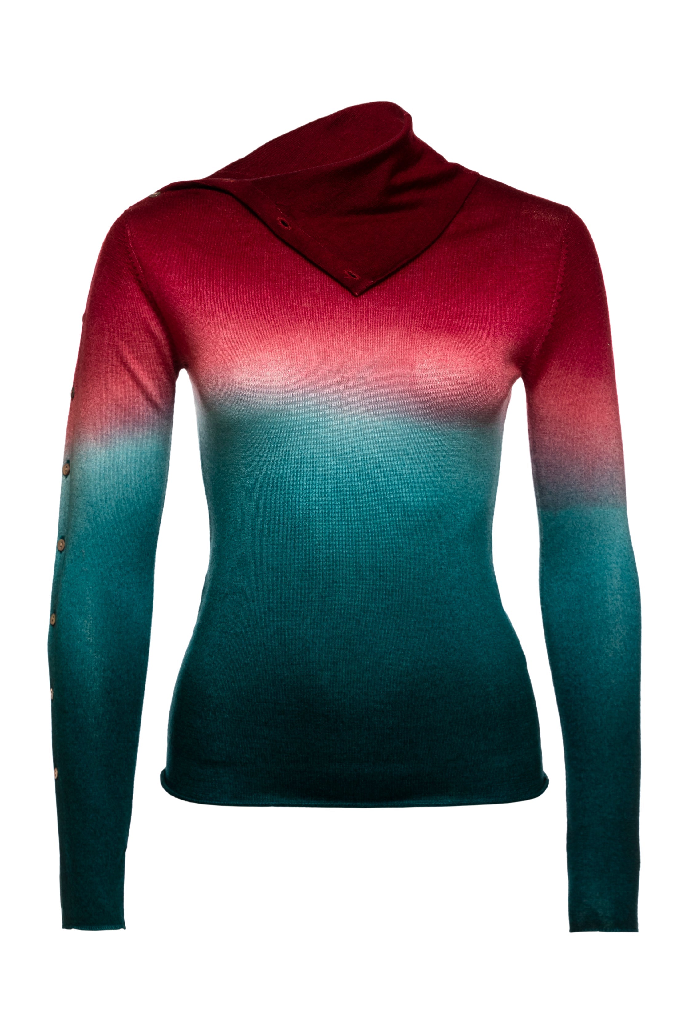 Pearl Body Fitted Flap Turtleneck Textured Top