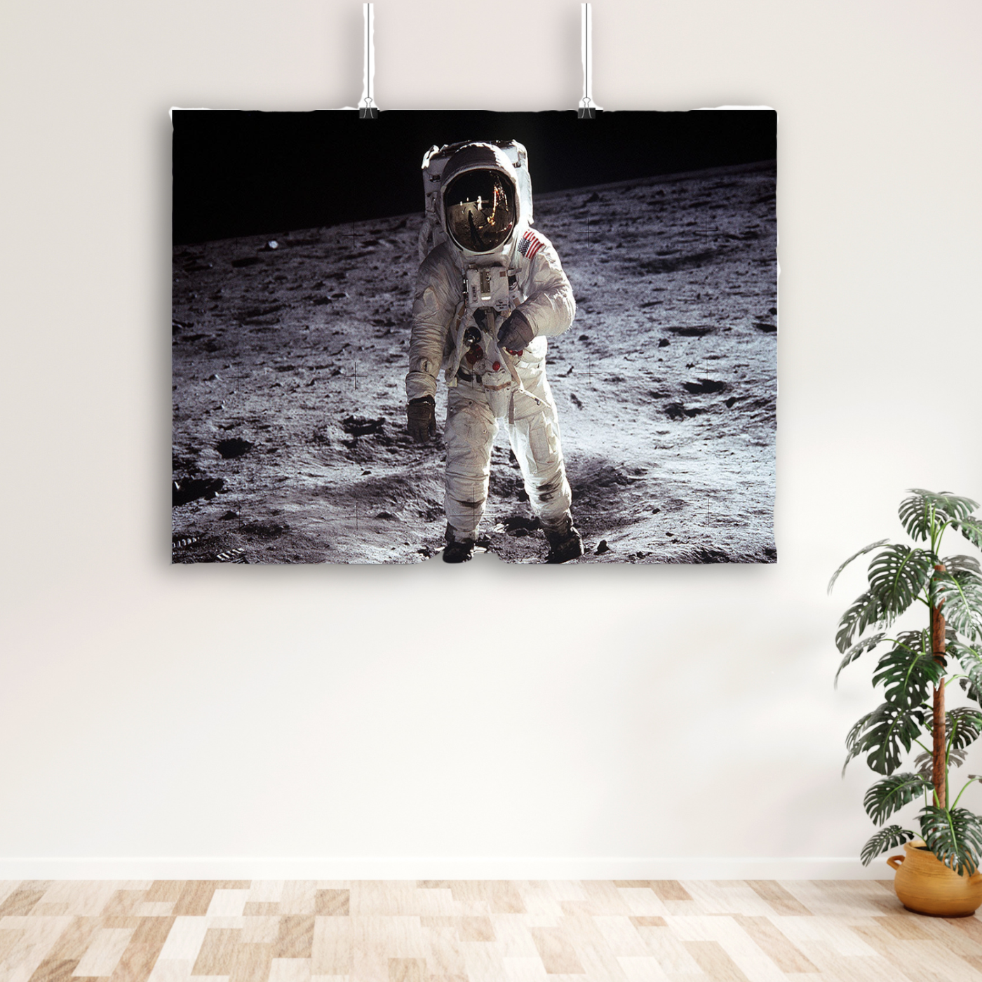 Buzz Aldrin Astronaut Man On Moon Canvas Print or Poster – Unframed