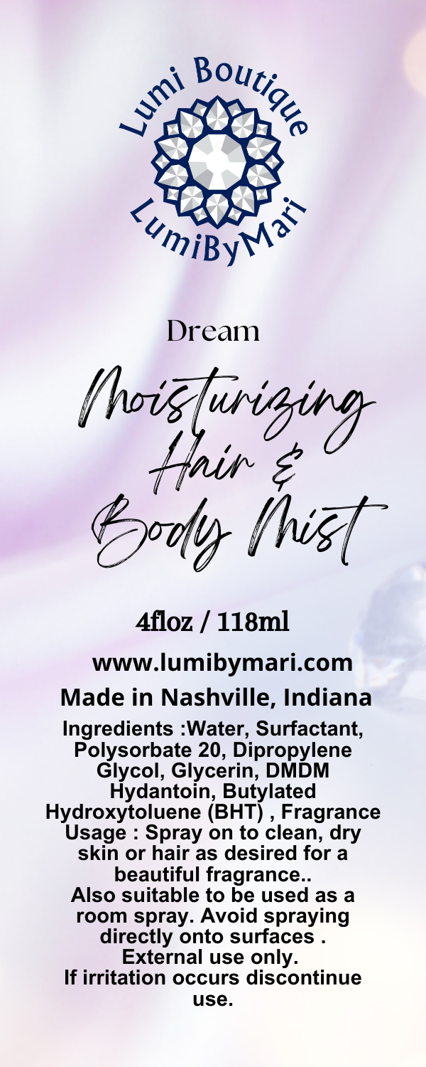 Natural Moisturizing Hair & Body Mist/ Room Spray – 4 fl Oz