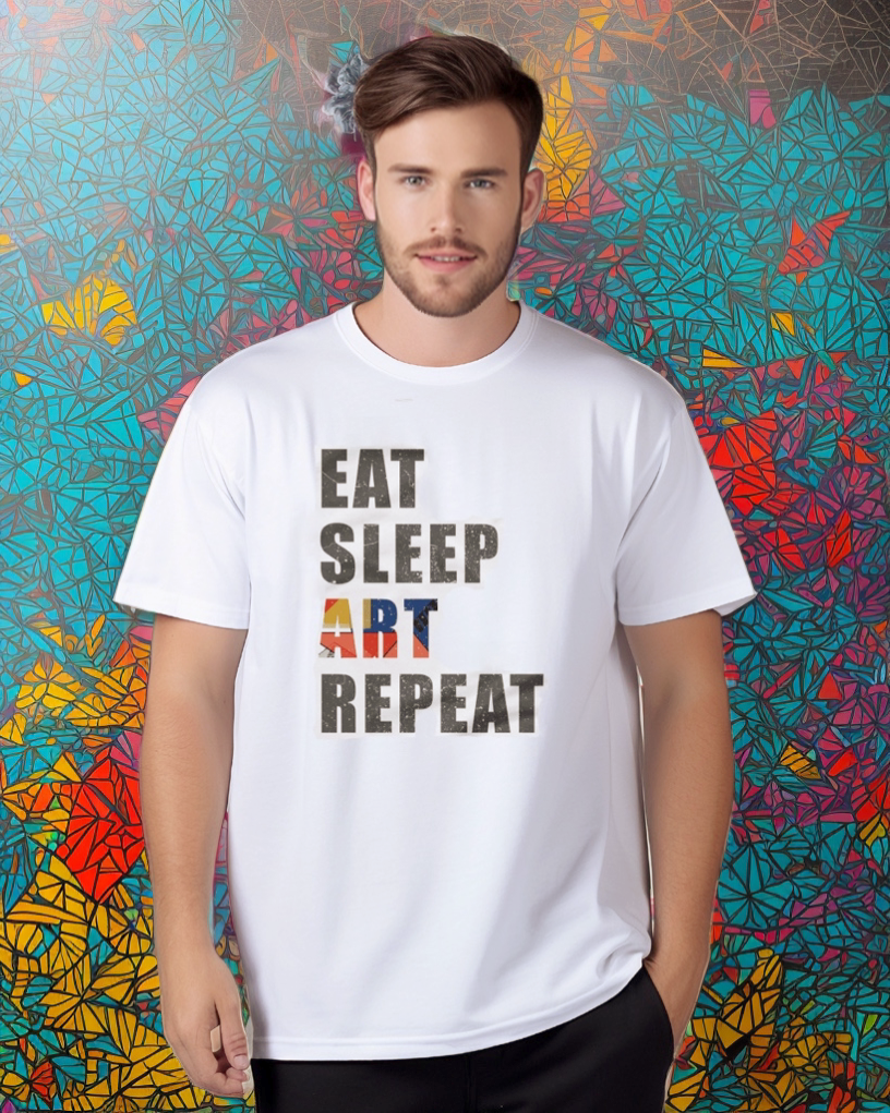Eat, Sleep, Art, Repeat Distressed Design Unisex T-Shirt