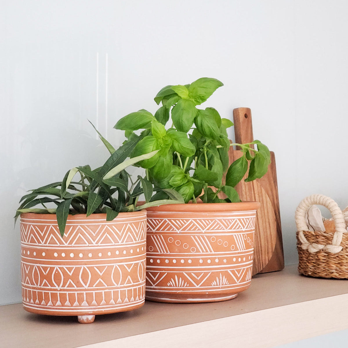 Hand Etched Terracotta Pot - Large-1