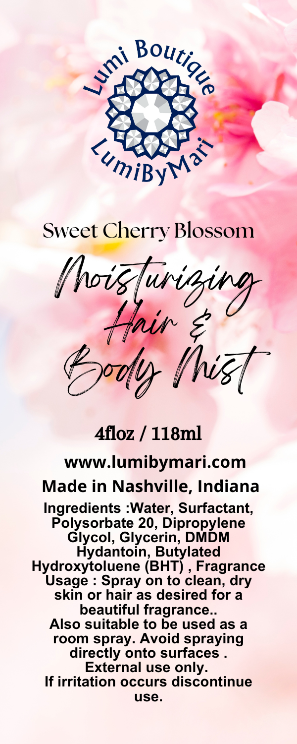 Natural Moisturizing Hair & Body Mist/ Room Spray – 4 fl Oz