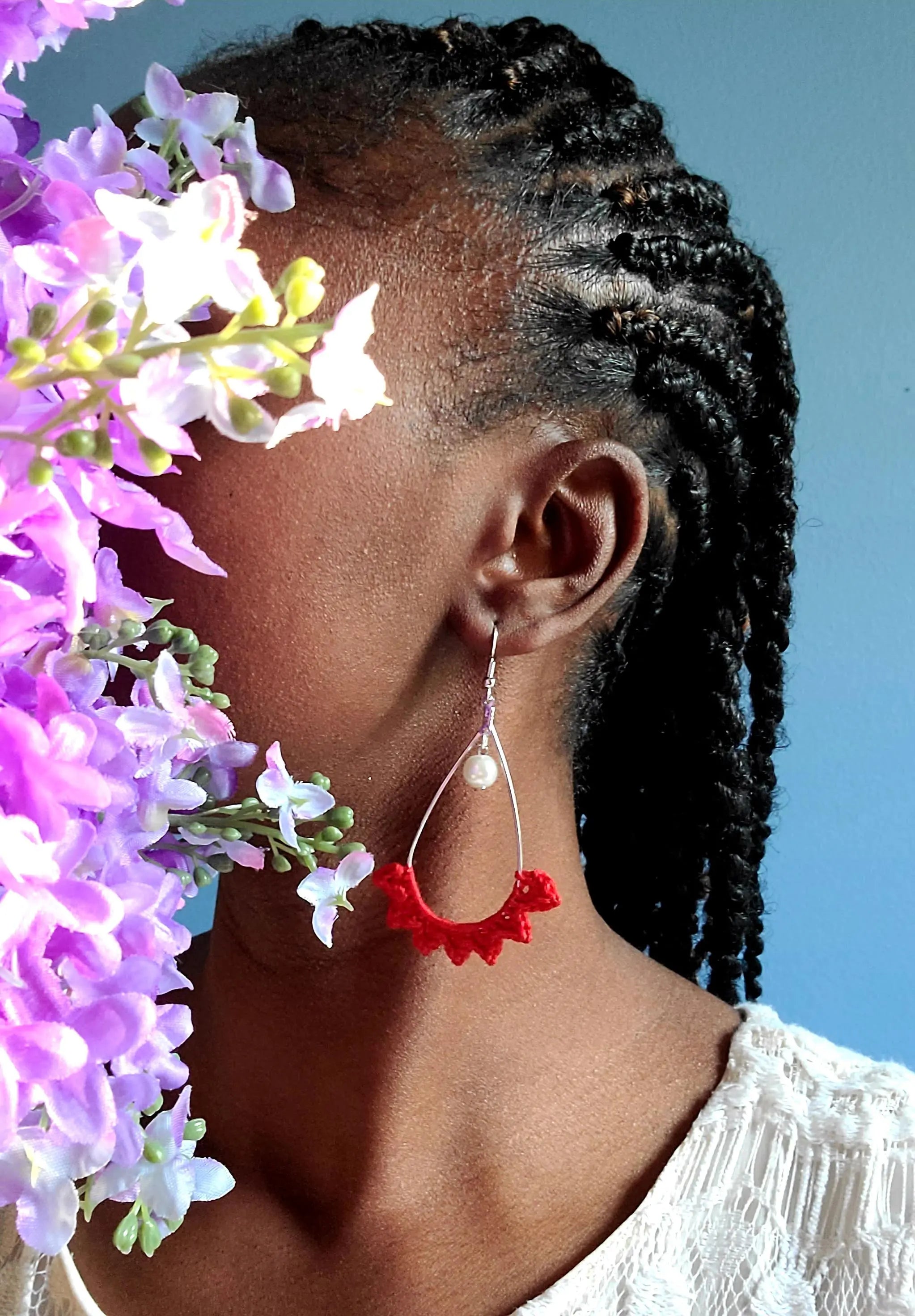 Tear drop Pearl Burst Earrings-1