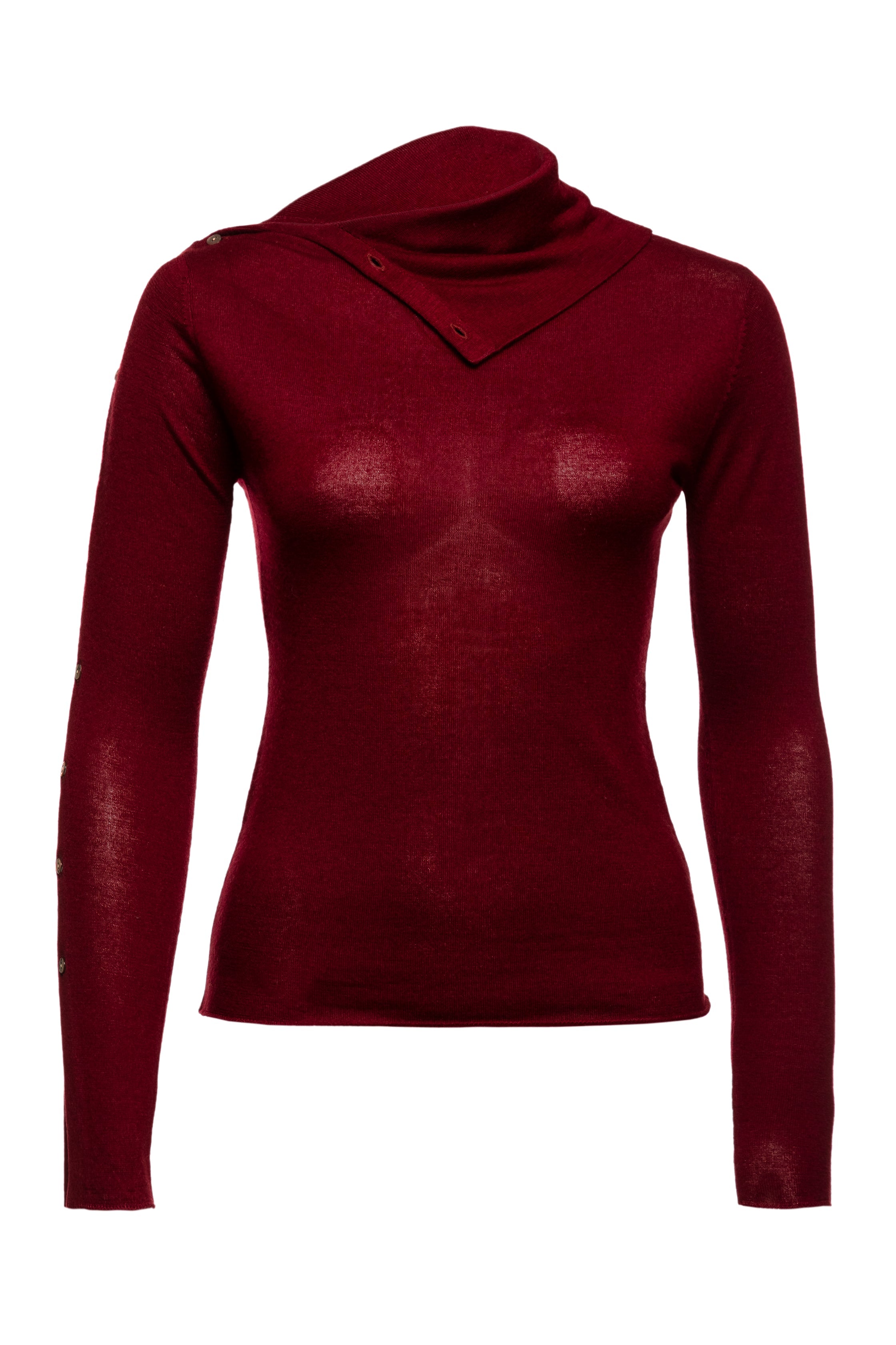 Pearl Body Fitted Flap Turtleneck Textured Top