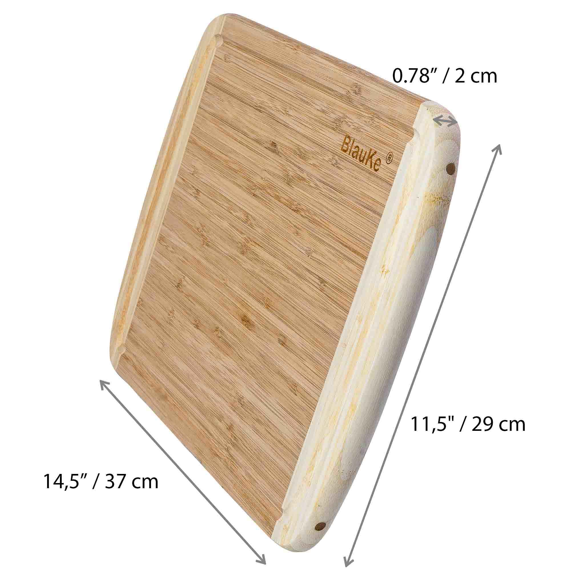 Bamboo Chopping Board with Juice Groove/ Wooden Serving Tray – 14”x11”