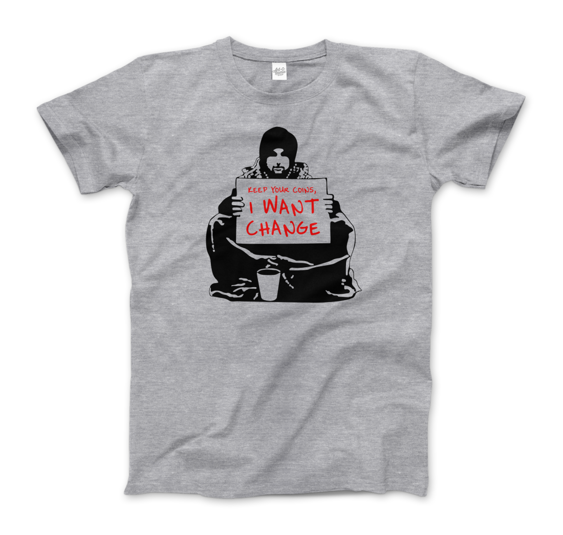 Banksy - I Want Change Artwork T-Shirt-0