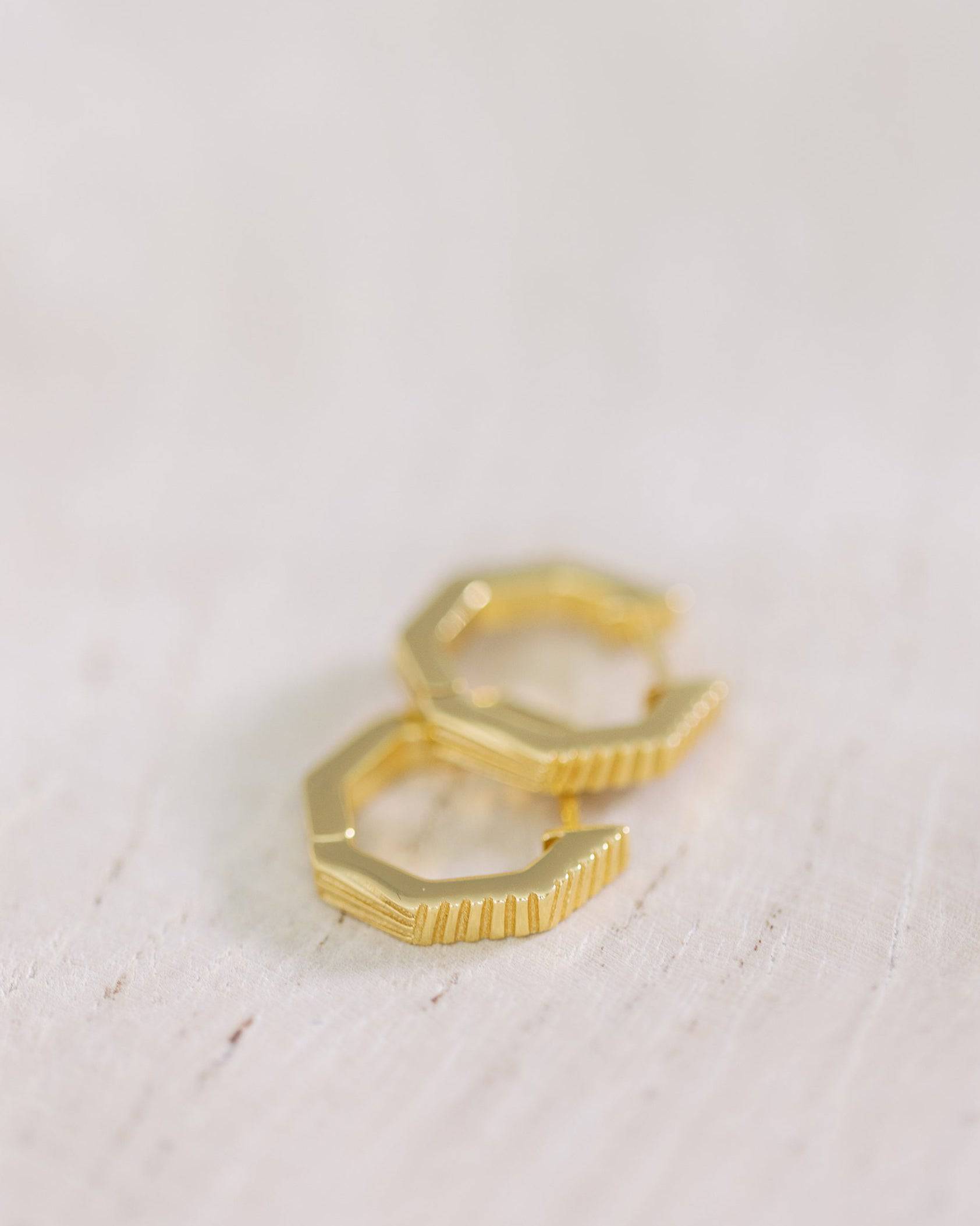 Geometric Huggies 14k Gold Vermeil Earrings