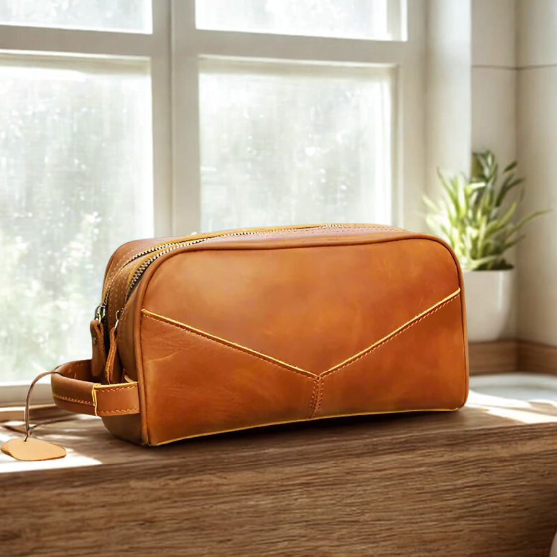 The Nomad Genuine Leather Travel Toiletry Bag