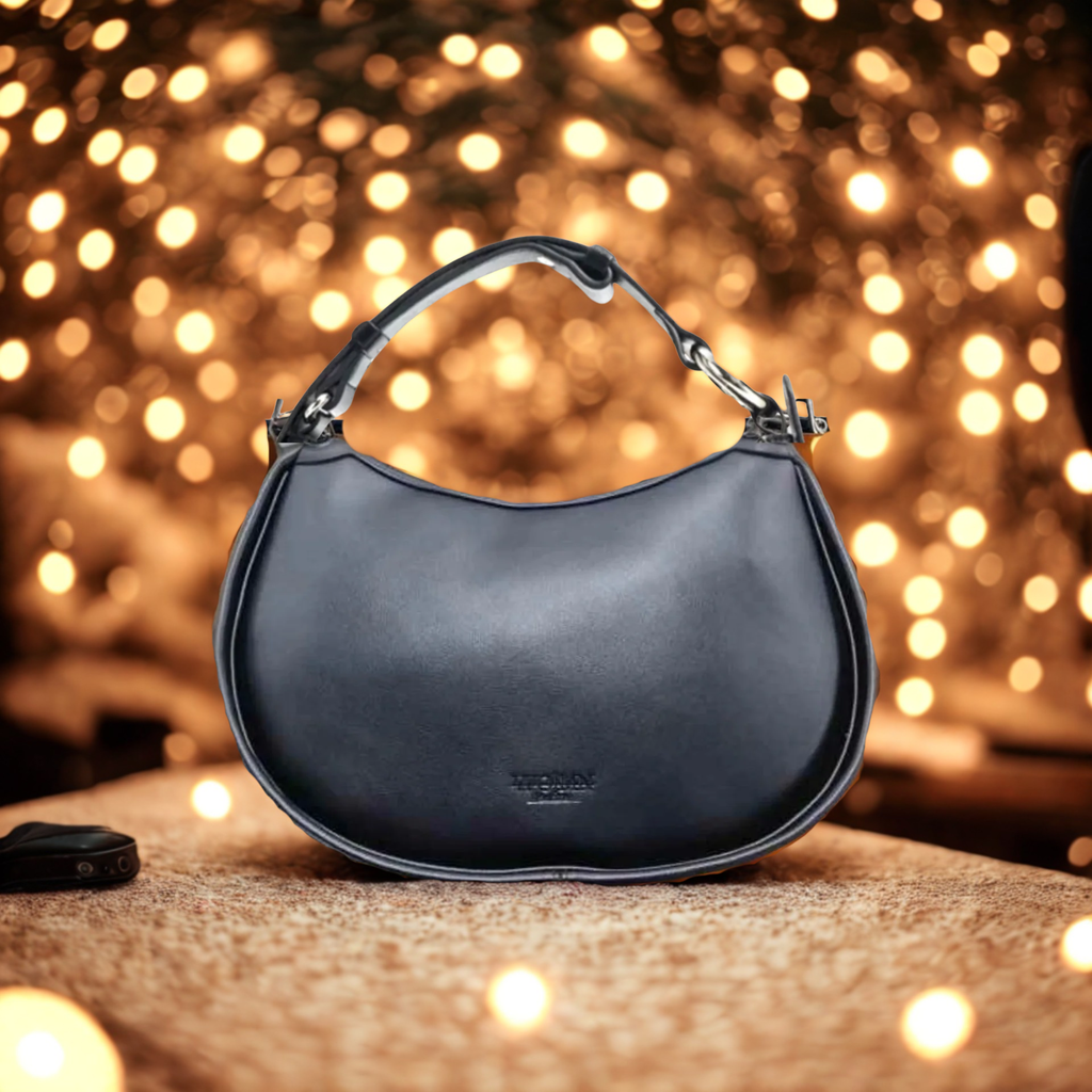 WO|MN Amara Woven Genuine Leather Half Moon Handbag