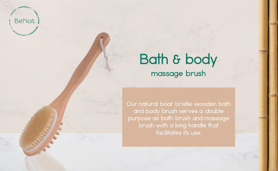Wood & Boar Bristle Natural Bath & Body Massage Brush