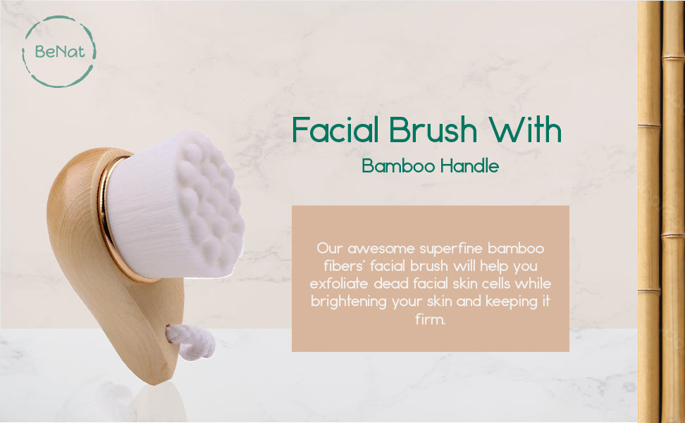 Gentle Bamboo Facial Brush with Natural Bamboo Handle