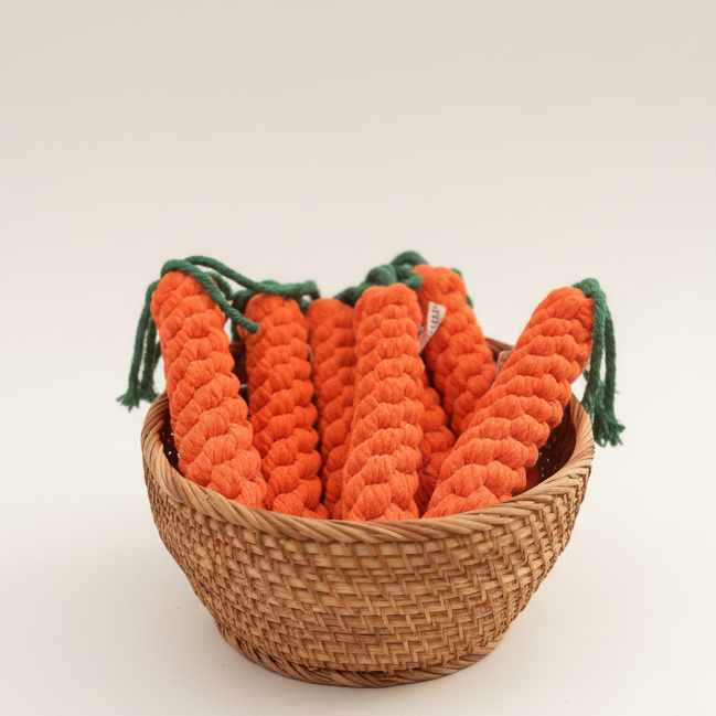 Monli Handcrafted Sustainable Carrot Dog Rope Toy