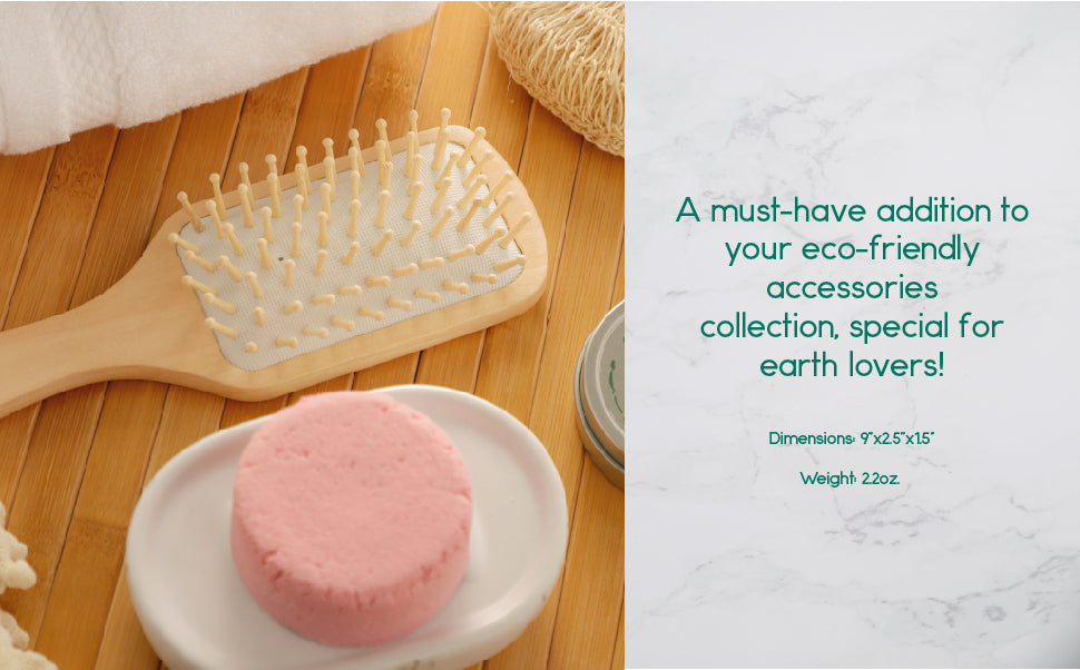 Sustainable Bamboo Wooden Detangling Eco-Friendly Hairbrush - Natural Rubber Cushion & Smooth Bamboo Bristles