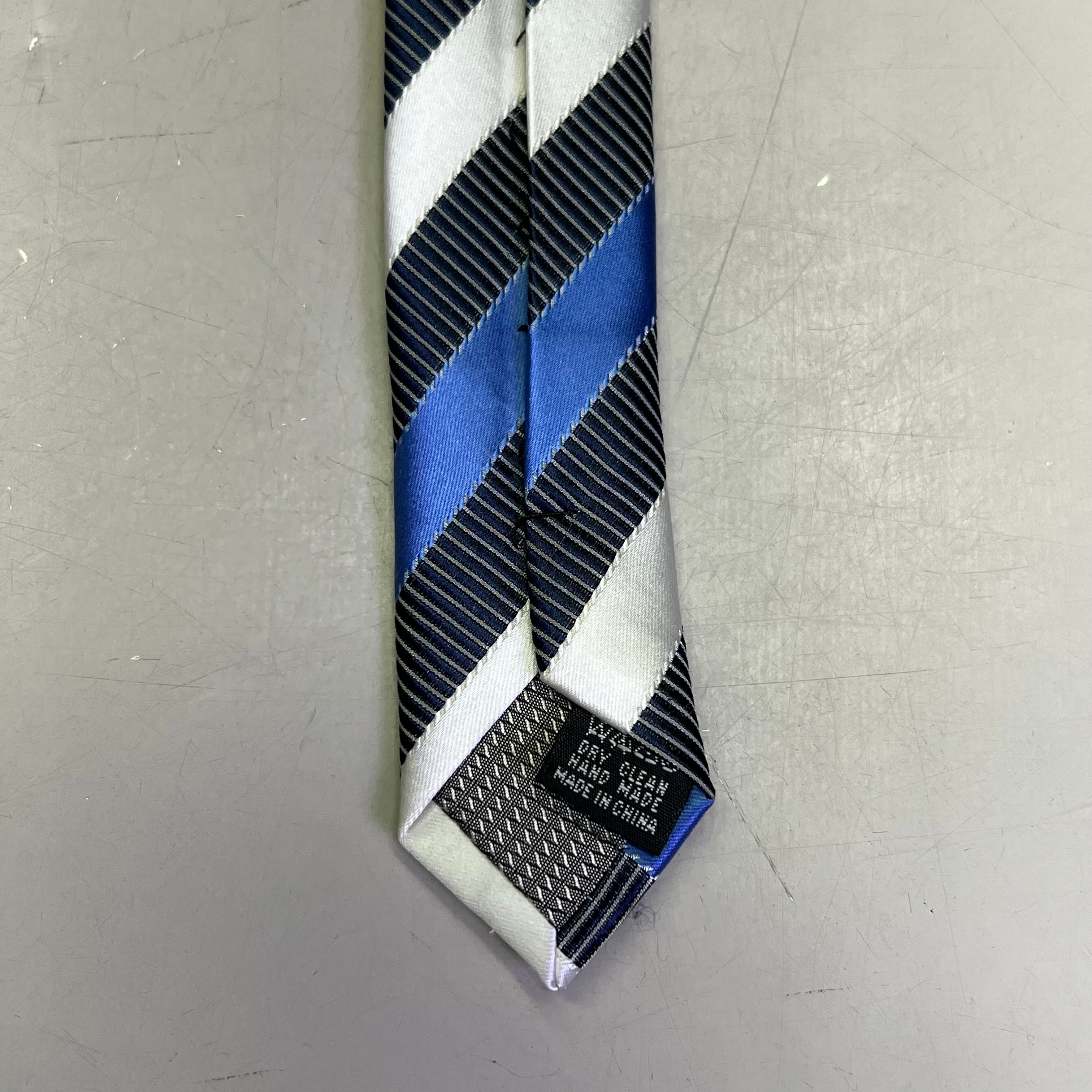 Alexander Julian Colours Handmade Men's Necktie – Blue/White/Black Stripe