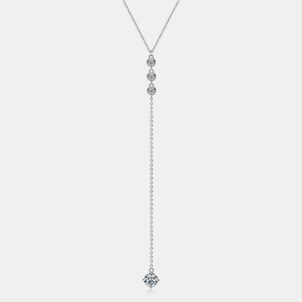 1.3 Carat Moissanite Solitaire Necklace - D Color Grade Platinum Plated Sterling Silver