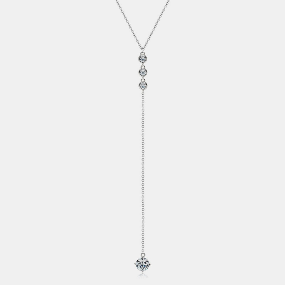 1.3 Carat Moissanite Solitaire Necklace - D Color Grade Platinum Plated Sterling Silver