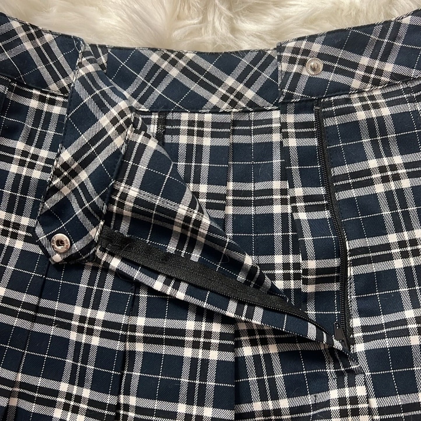 H&M Plaid Miniskirt - Navy/White - Size 6