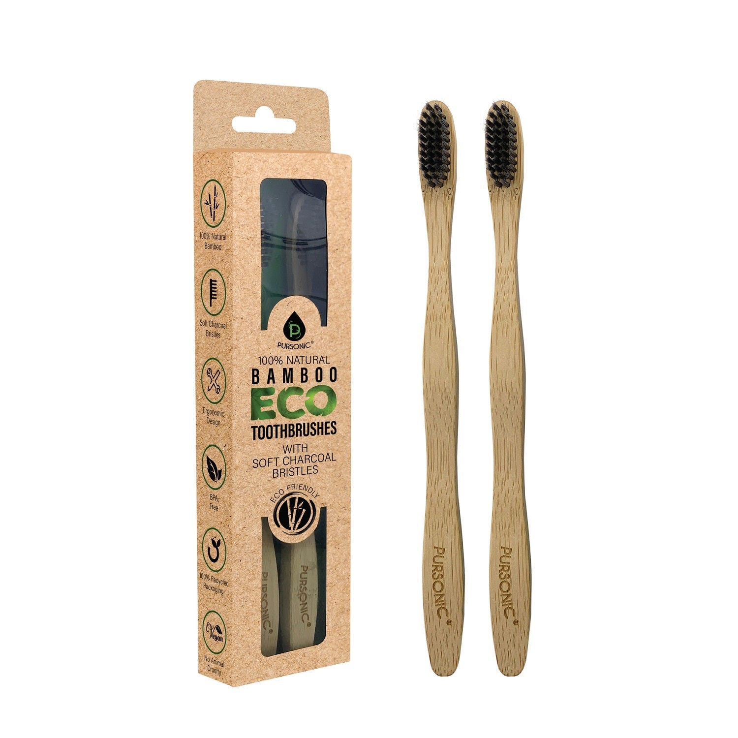 100% Natural Bamboo Toothbrush – 2-Pack