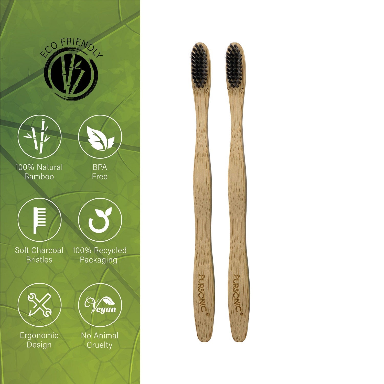 100% Natural Bamboo Toothbrush – 2-Pack