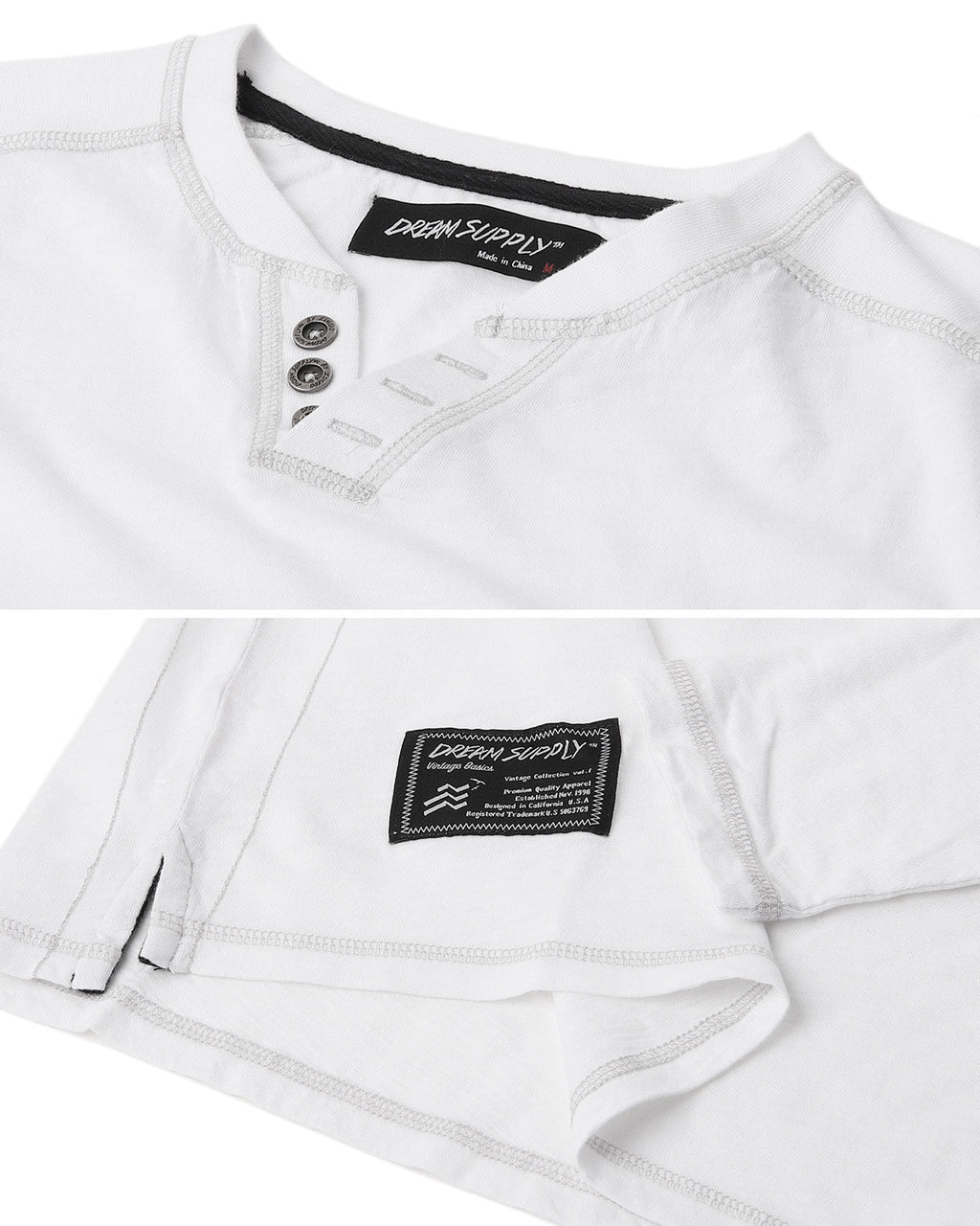 100% cotton vintage style henley top