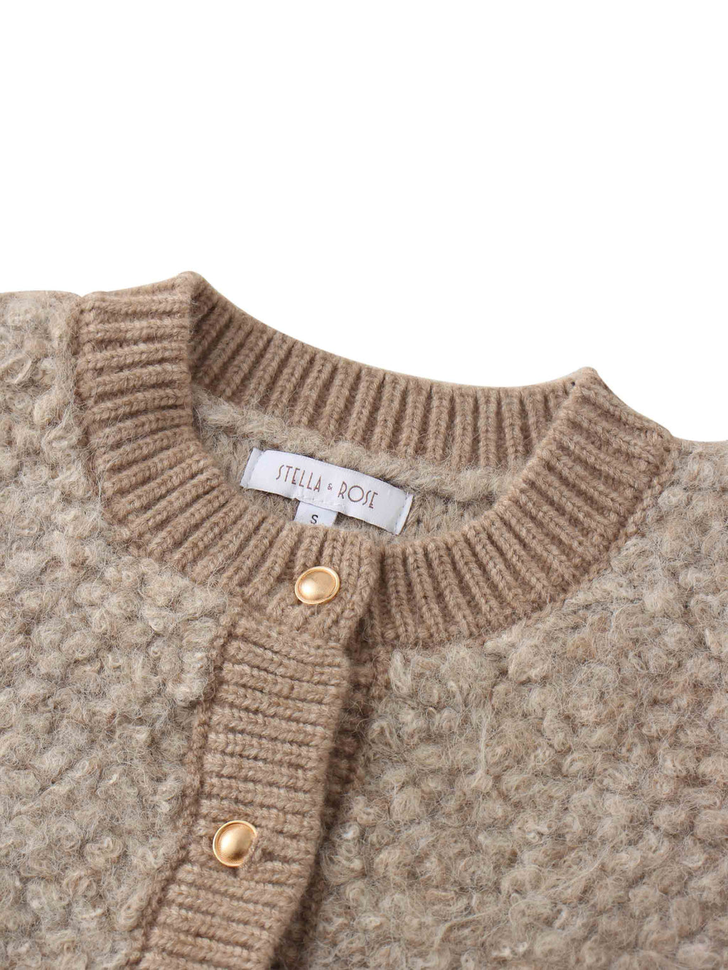 Ribbed Knit Mohair Cardigan Jacket-Camel-3