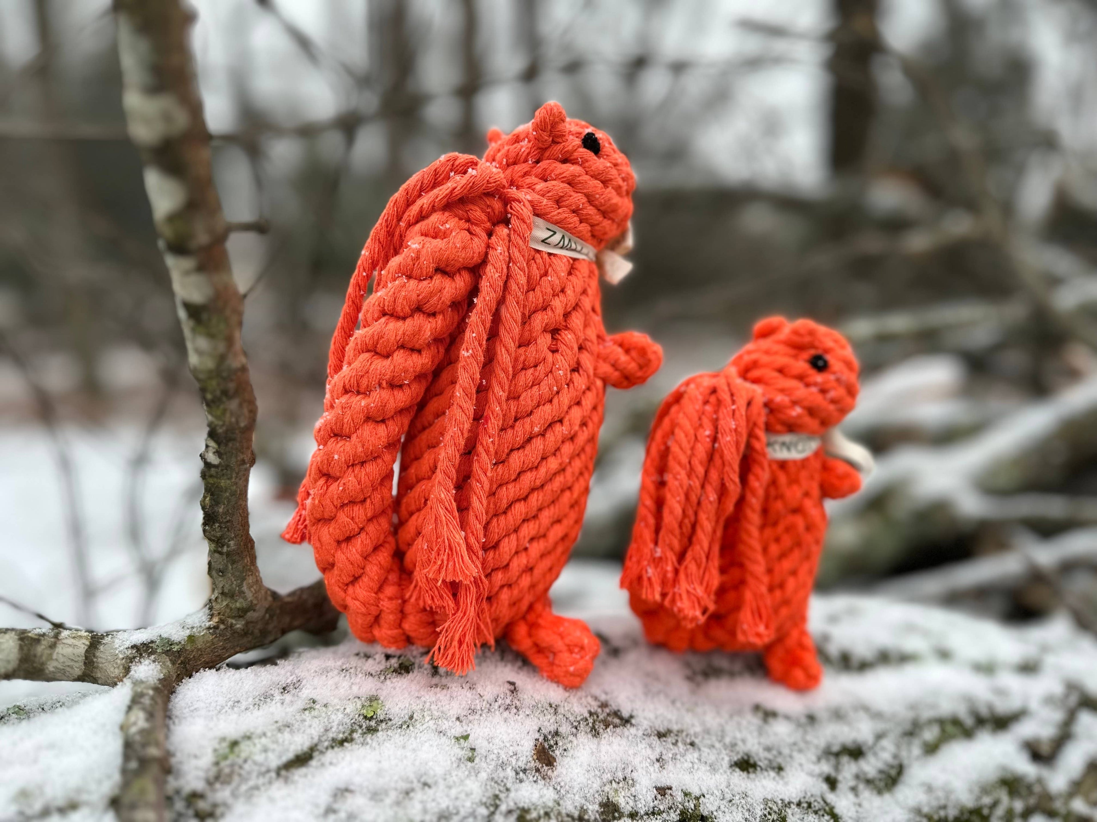 Monli Handcrafted Oliver the Squirrel Rope Dog + Cat Toy