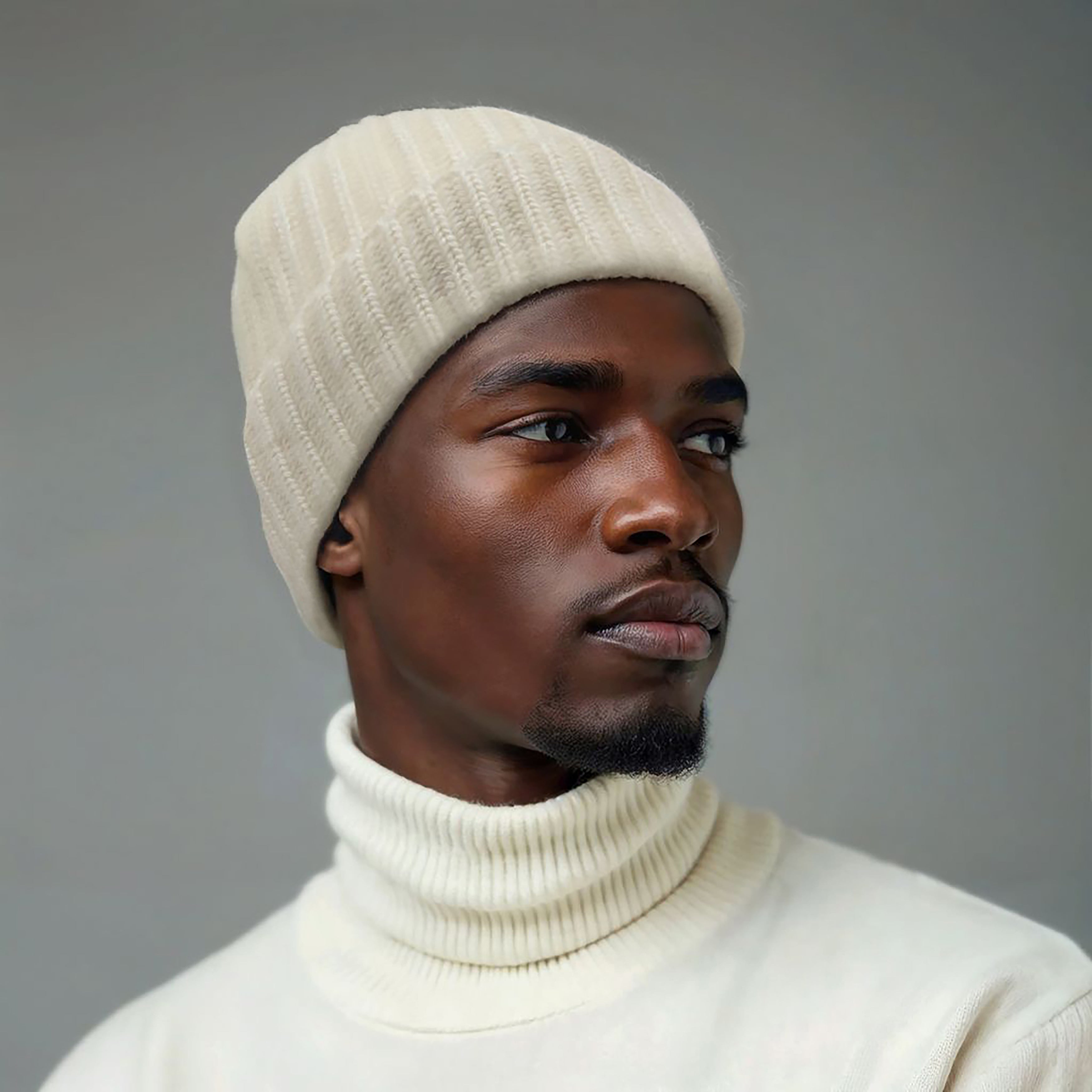 Men's 100% Cashmere Beanie Style Hat