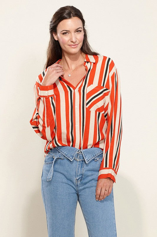 Real You Stripe Linen Button Down Shirt