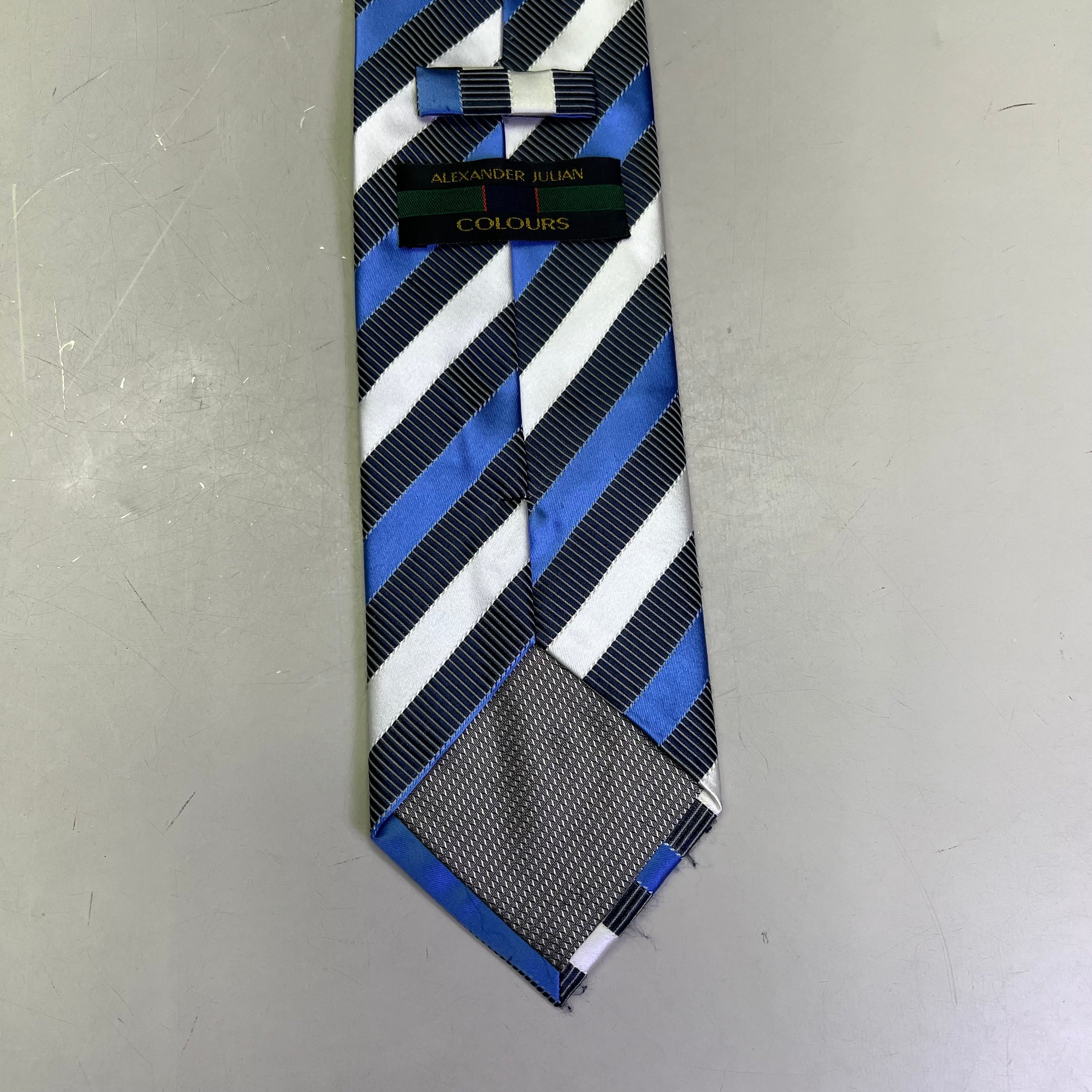 Alexander Julian Colours Handmade Men's Necktie – Blue/White/Black Stripe