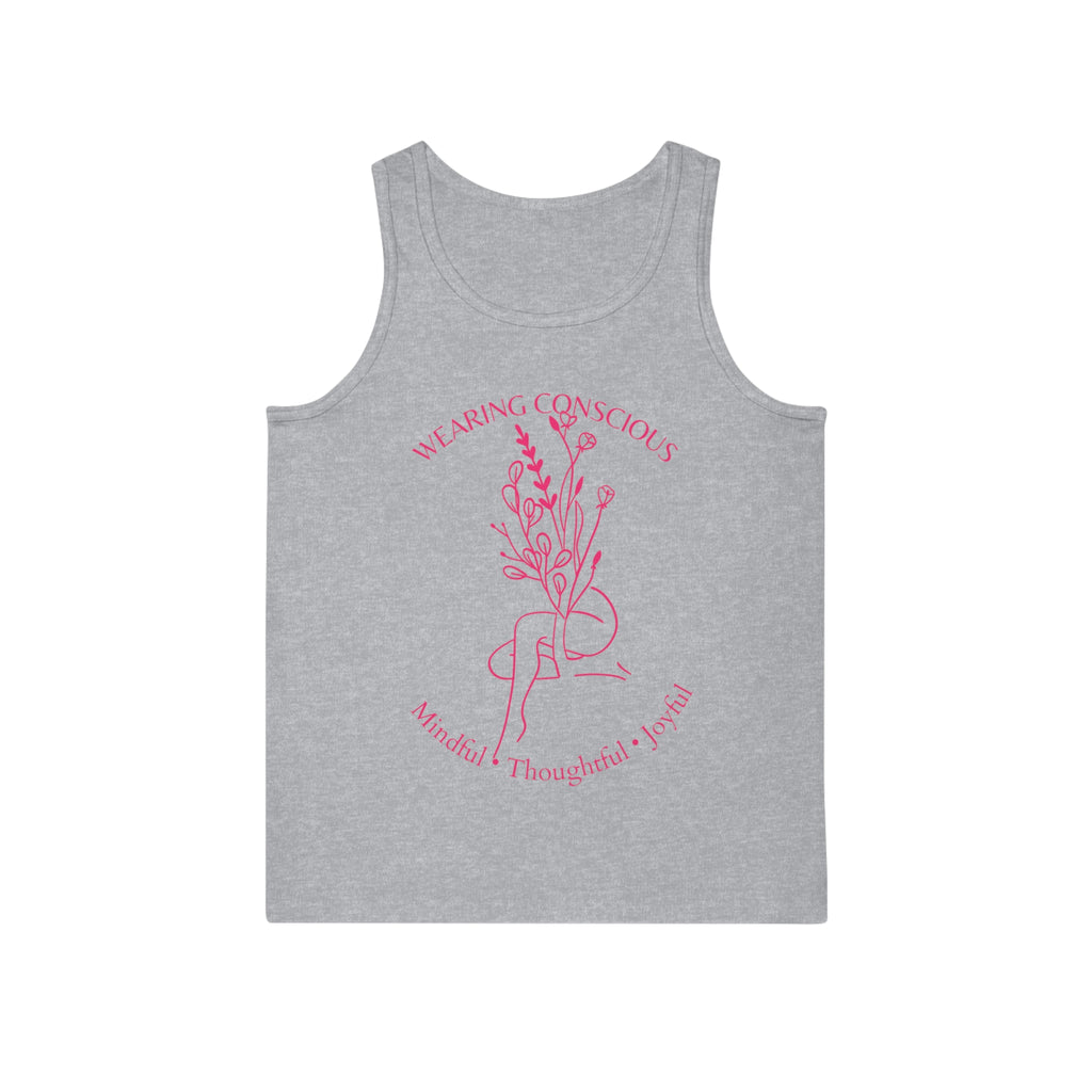 Mindful Thoughtful Joyful Design Floral Tank Top – Unisex Cut