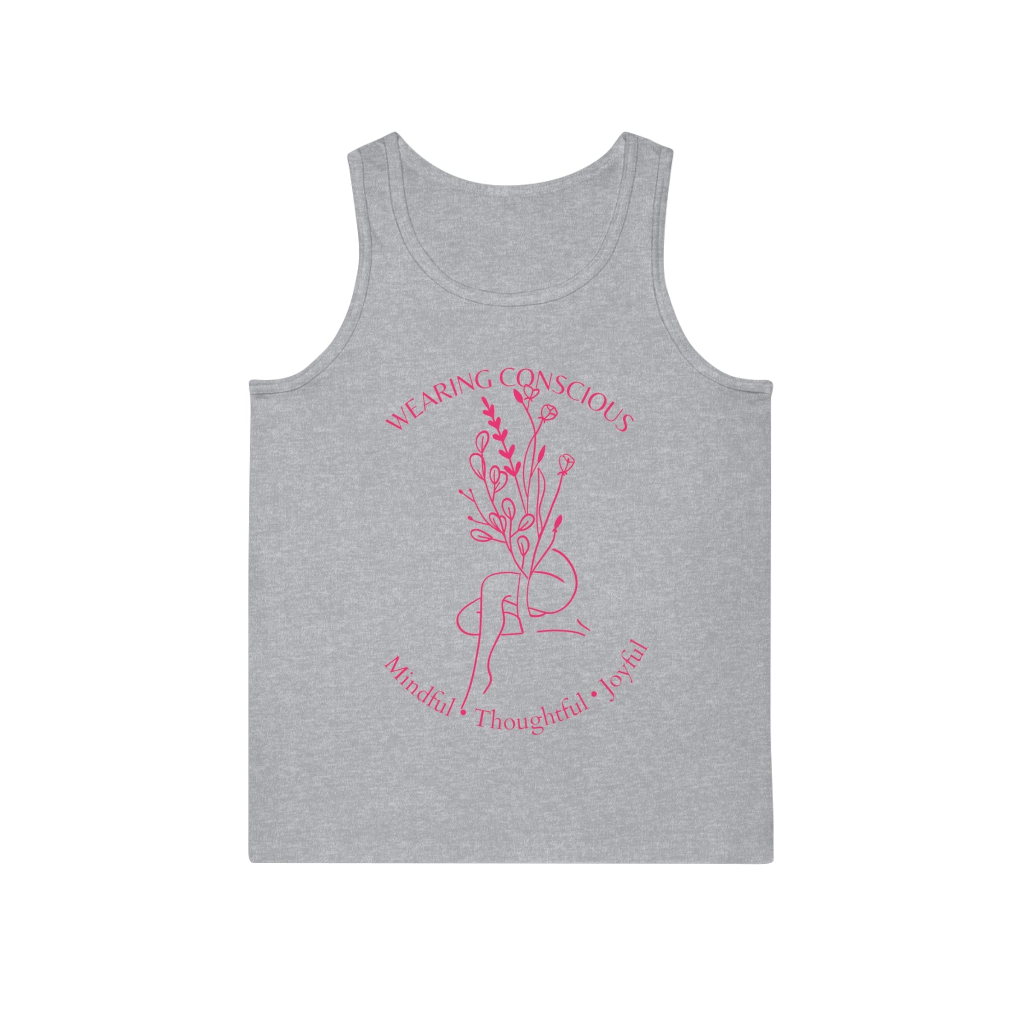 Mindful Thoughtful Joyful Design Floral Tank Top – Unisex Cut