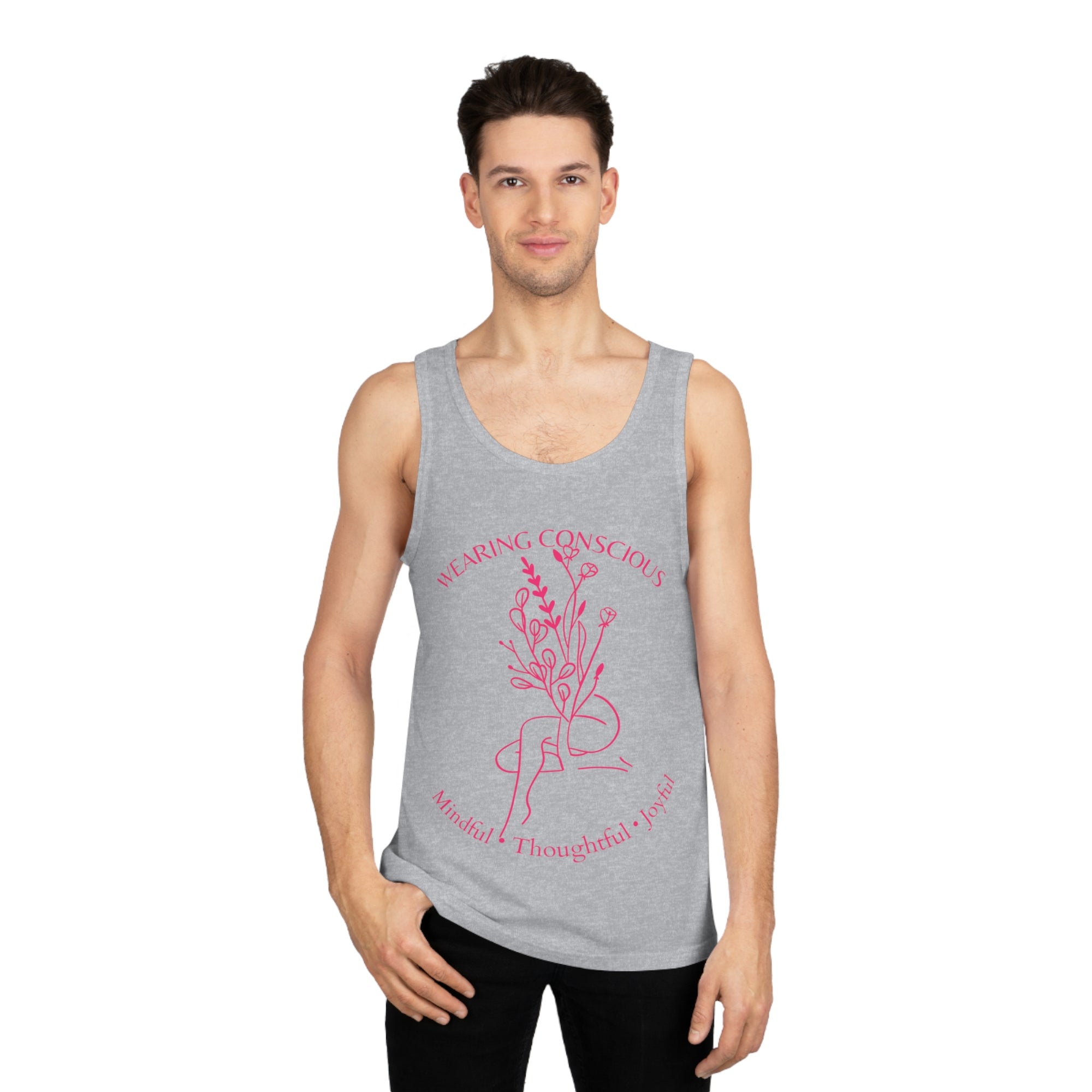 Mindful Thoughtful Joyful Design Floral Tank Top – Unisex Cut