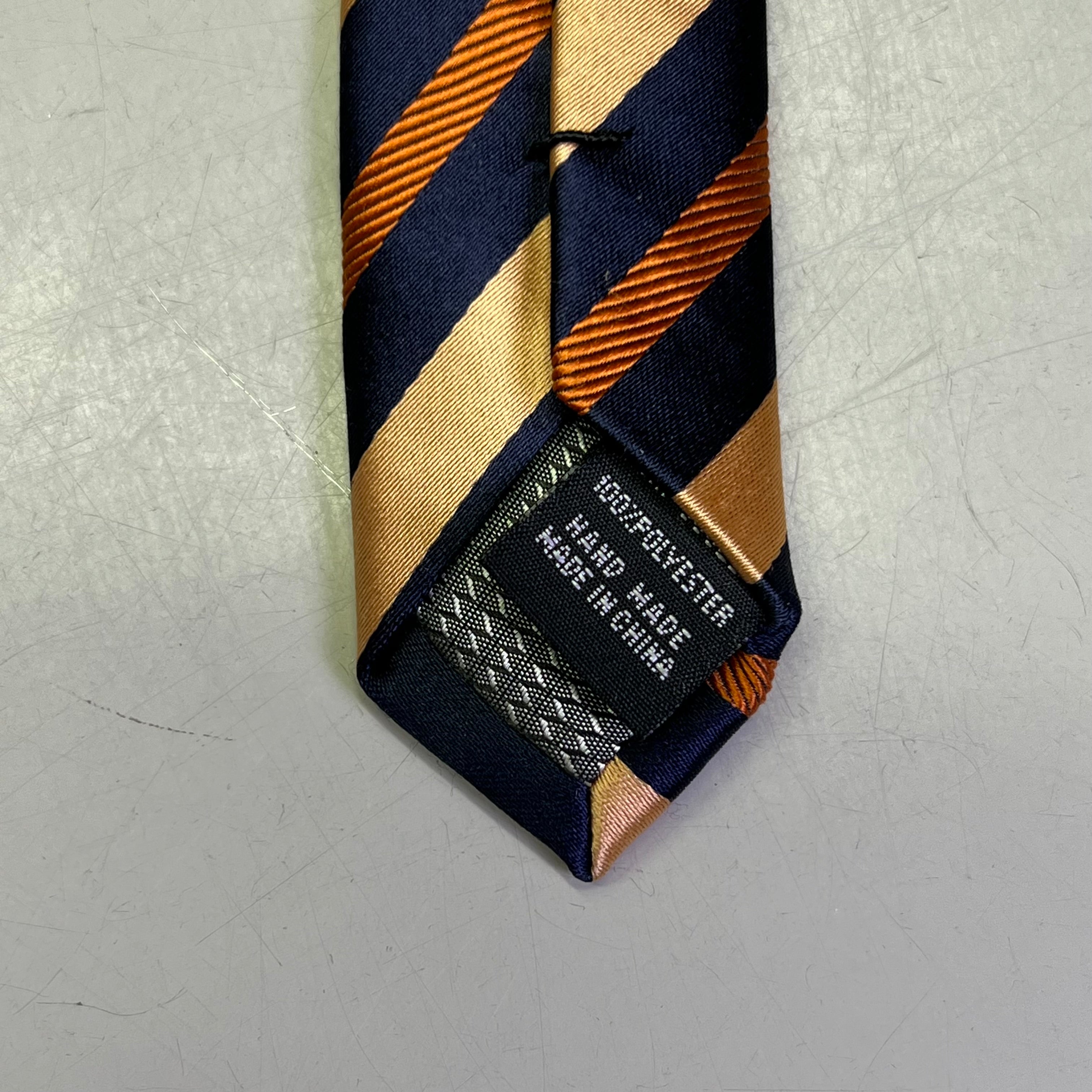 Alexander Julian Colours Pre-Owned Slanted Design Tie – 64" – Orange/Tan/Navy Blue
