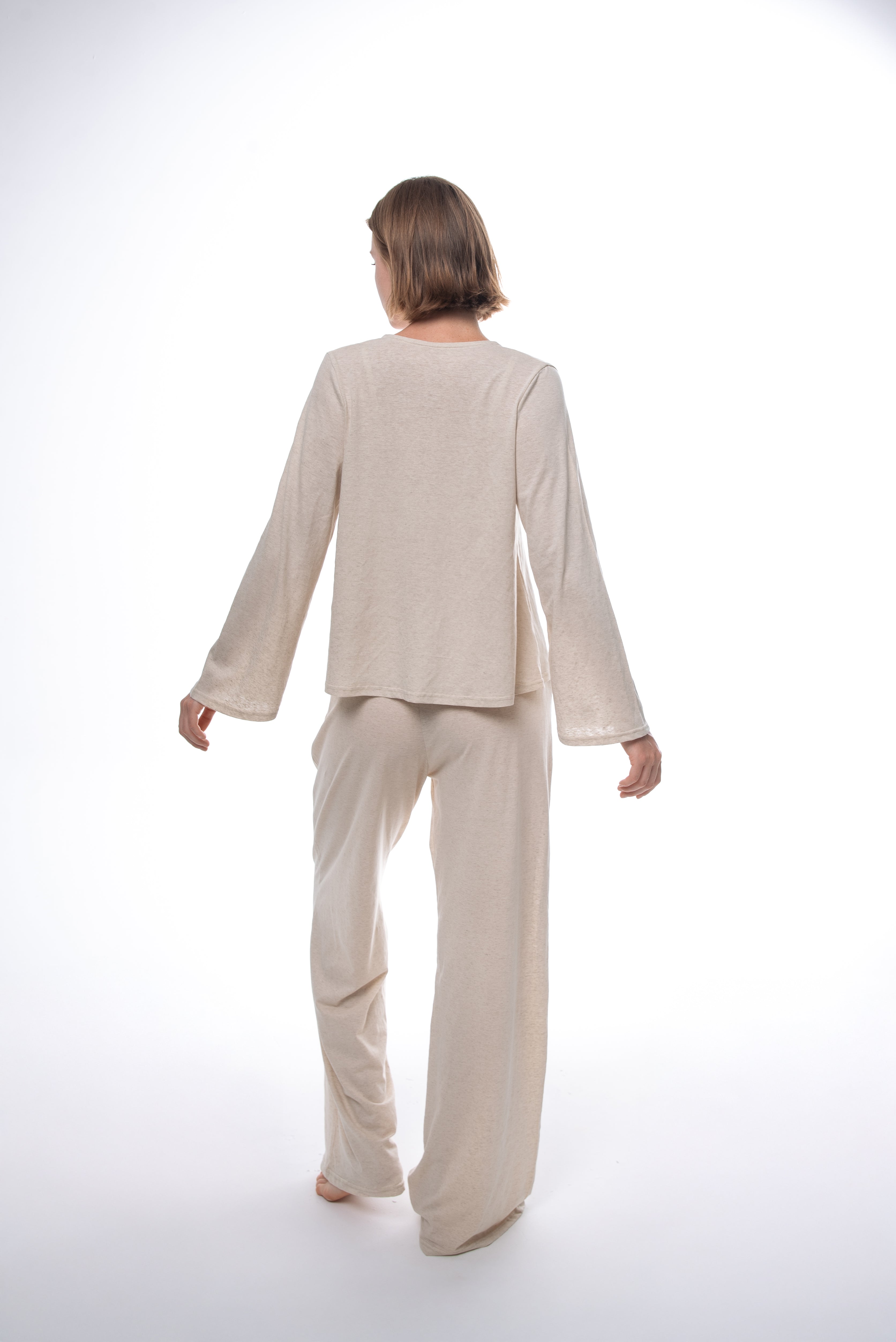 Women's Wide Leg Palazzo Pyjama Pants — Organic Cotton & Linen-4