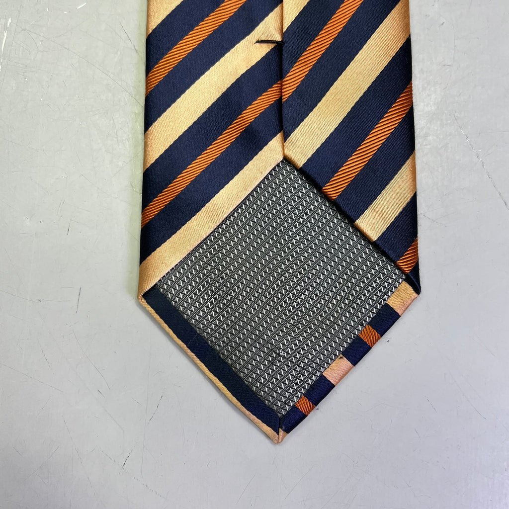 Alexander Julian Colours Pre-Owned Slanted Design Tie – 64" – Orange/Tan/Navy Blue