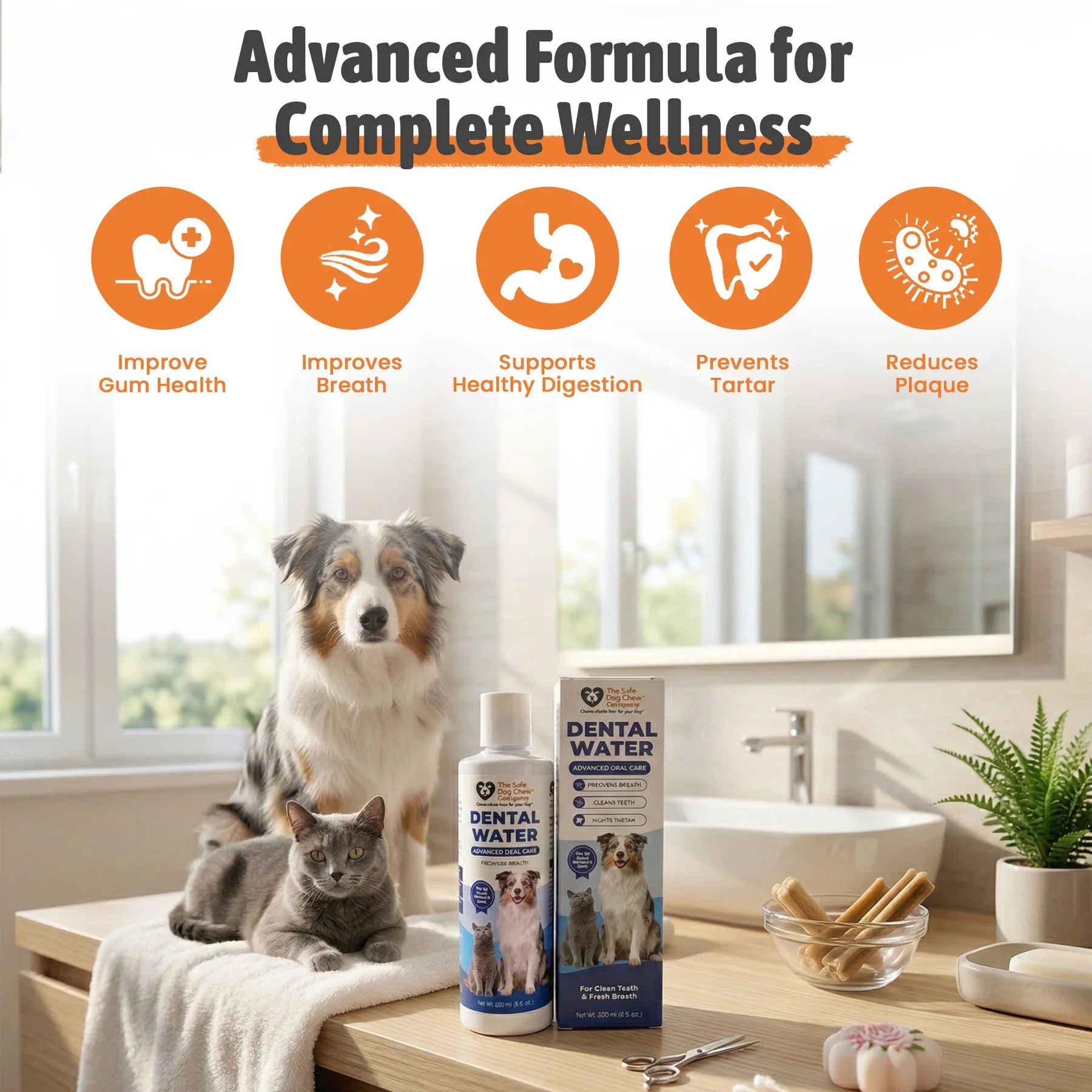 Pet Dental Water for Natural Teeth Cleaning + Fresh Breath